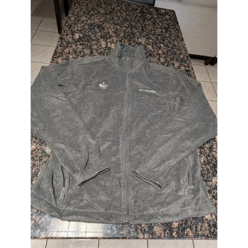 Columbia Sportswear‎ Jacket Mens Medium Gray Full Zip Fleece Pockets Outdoor